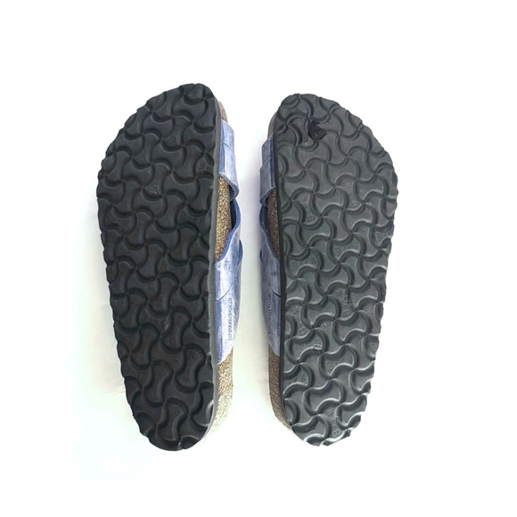 Birkenstock Lugano Soft Footbed Oiled Suede Sandals in Dusty Blue - Picture 7 of 9